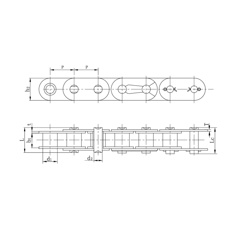 Rantai roller dengan pelat samping lurus (seri A)
