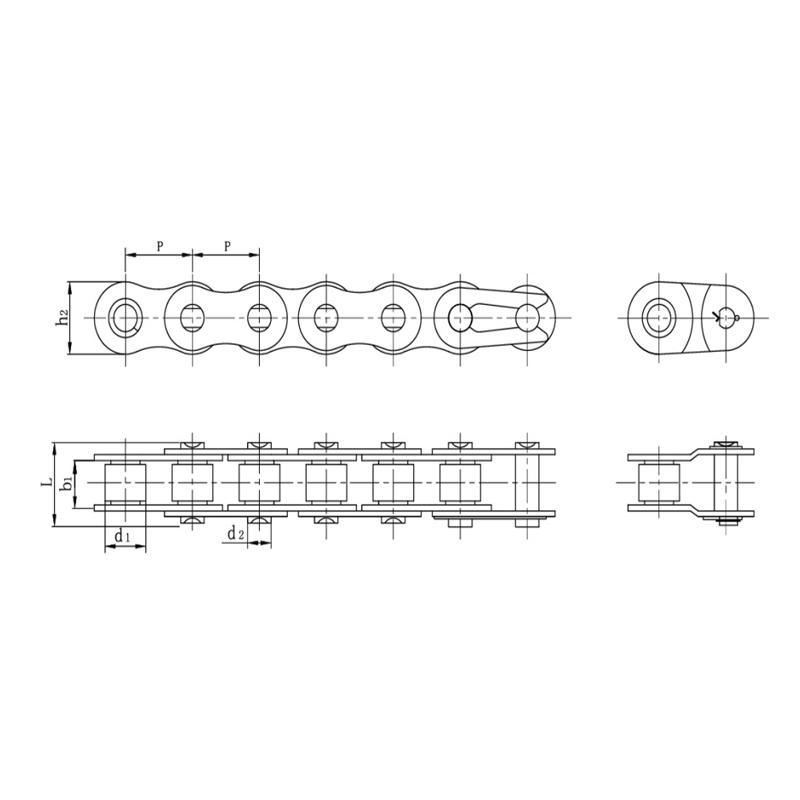 Rantai rol presisi nada pendek baja tahan karat